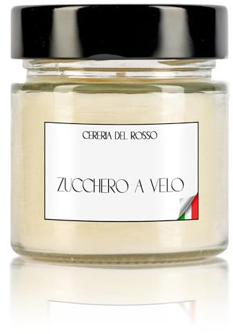 CERERIA DEL ROSSO Candela Profumata Cera di Soia 100% Naturale Aromaterapia Profumo Intenso Fino a 40 ore Idea Regalo Occasione Natale Made in Italy Varie Fragranze (Zucchero a Velo)