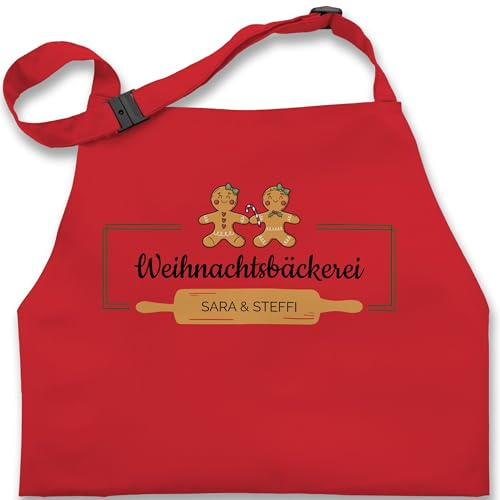 Geschenk mit Namen personalisiert by Shirtracer - Kinderschürze Schürze Kinder Jungen Mädchen - Weihnachtsschürze - Weihnachtsbäckerei Lebkuchenfrau