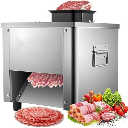 Cortadora De Carne Eléctrica, 200 Kg/H 850 W Comercial Hogar Acero Inoxidable Automático Cortador De Carne Y Verduras, Carne Triturada/Cortada En Cubitos/Rebanada/Picada, Silencioso, Para Restaurante