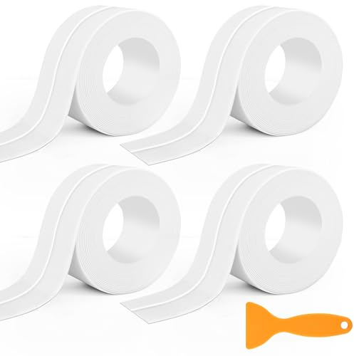 Nadinsta Nastro Sigillante Impermeabile, 4 Rotolo Bianco di Striscia Sigillante Impermeabile per WC, Striscia Calafataggio Water per Vasca, Bagno, Cucina, Toilette, Mobili (38 mm X 3,2 m)