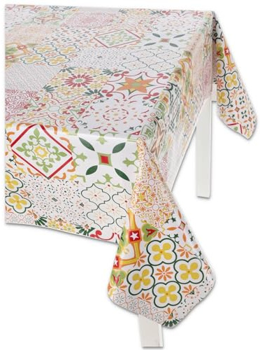 Casatessile Italiana MAIOLICHE laminerad bordsduk vaxduk vaxduk plast bordsduk - orange, 12-sits 140 x 240 cm.