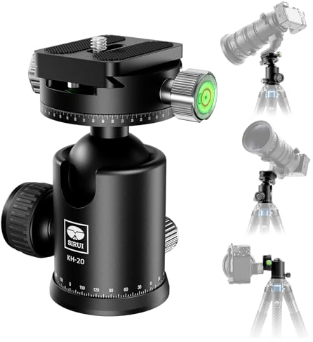SIRUI Tripod Ball Head for Camera, 360° Double Panoramic Head with 36mm Metal Ball and 1/4 Quick Release Plate for DSLR Camera, Camcorder, Tripod, Monopod, Max Load 20kg/44lbs, KH-20
