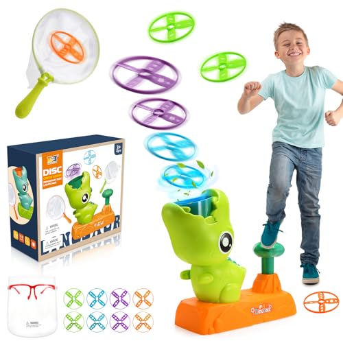 Hapikids Dinosaur Flying Disc Launcher Toy, Toys for 3-8 Year old Girls Boys Outdoor Toys Boys Toys Age 3 4 5 6 7 8 Birthday Gifts for 3-10 Year Old Boy Girls Dinosaur Toys Garden Toy Flying Disc