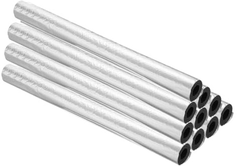 PATIKIL 9/16(15mm) ID 1-3/8(35mm) OD Pipe Insulation Foam Tube, 10Pcs 1.3Ft Self Adhesive Pre Slit Pipe Insulation Tube Cover Wrapping with Aluminum Foil for Outdoor Winter Irrigation