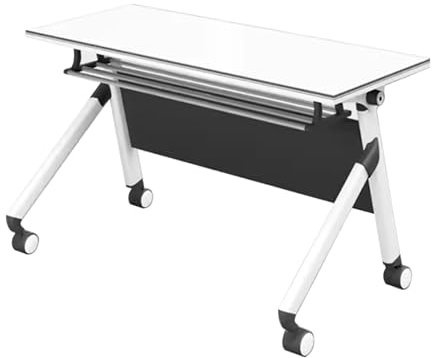 JCWGLY Schreibtisch Klappbarer Konferenztisch, Büro-Schulungstisch Für Besprechungsräume Und Klassenzimmer, Moderner Beweglicher Spleiß-Seminartisch Mit Leisen Rädern(55x24x30in/140x60x75cm)