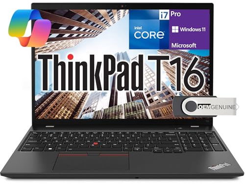 Lenovo ThinkPad T16 Gen 2 Ordinateur portable professionnel 16 FHD+ IPS Display, Intel 10 Core i7-1355U, 32 Go DDR5, NVMe 1 To, Webcam HD, WiFi 6, BT, RJ-45, HDMI, Win 11 Pro, copilote AI, noir avec