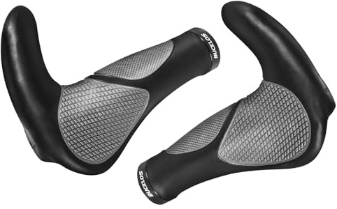 BUCKLOS Single Lock-on Bike Handlebar Grips Ergonomic Extended Bar Ends Mountain Bicycle Handle Grips Anti-Slip Shock-Absorbing Handle Bar Grips with Aluminum Locking Ring for MTB, BMX, Scooter
