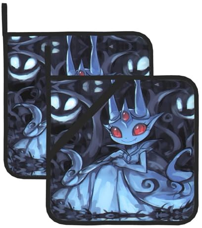 Phayah Set di 2 presine a forma di elfo dagli occhi rossi, 20,3 x 20,3 cm, con passante resistente al calore, per grigliare pentole calde
