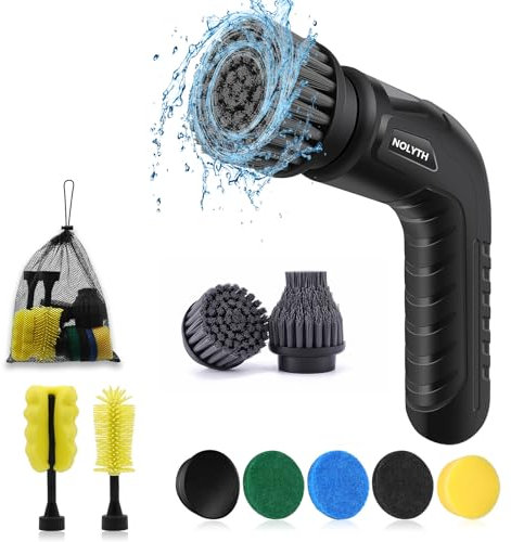 Electric Scrubber Power Spin Scrubber Cordless, Electric Spin Scrubber with 8 Brush Heads 1 Net Bag, Electric Scrubbing Brush 2 Speed, Electric Cleaning Brush for Bathroom Shower Floor Grout