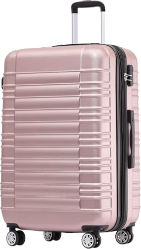 BEIBYE 2088 Zwillingsrollen Reisekoffer Koffer Trolleys Hartschale M-L-XL-Set in 15 Farben, Erweiterbar (Rosagold, L)