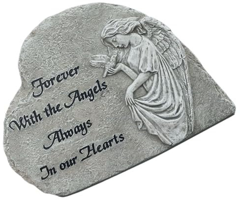 TINEASUR Statue D’Ange de Cœur pour Jardin Commémoratif en Résine