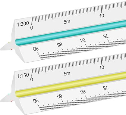 2pcs Righello Triangolare, Scalimetro Triangolare in Plastica per Architetti e Ingegneri 1:100 1:200 1:250 1:300 1:400 1:500/1:20 1:25 1:50 1:75 1:100 1:125
