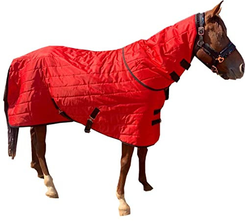 Gewicht Pferd Weidedecke, Rote Segeltuchdecke, Pferdedecke, Winterdecke, Pferdehaube, Ponygewicht, Mini-Regendecke, stabiles Nylon, leicht, Wickelwärmer, verstellbar(135cm/53in)