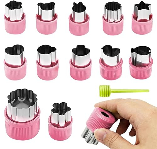 ChAusa 12 Pcs Vegetable Fruit Cutters Stainless Steel Cookie Cutters Shapes Set Sandwich Mold Gift for Boys Girls