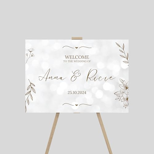 Personalised Wedding Welcome Entrance Sign Board Custom Large Acrylic Plaque Modern Wedding Reception, Engagement Party Decor (Design 3)