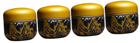 DECHOUS Mini Tinplate Teajar Round Metal Tea Storage Can Sealed Tea Leaves Container Mountain Yellow