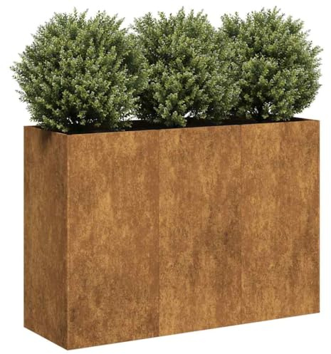Festnight Hochbeet Metall Wetterfester Stahl 120x40x80 cm Hochbeete für Garten Balkon Terrasse Kräuterbeet Rostig Pflanzkübel Aussen Blumenkasten Pflanzkasten Gemüsebeet Outdoor Außen