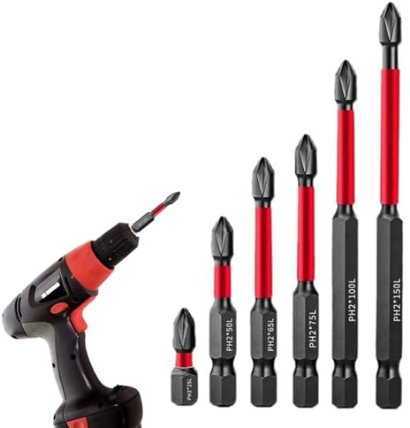 Yilceemy 6 pezzi High Magnetic Screwdriver Drill Bit Set, punte per cacciavite in acciaio S2, per trapani manuali e avvitatori a batteria