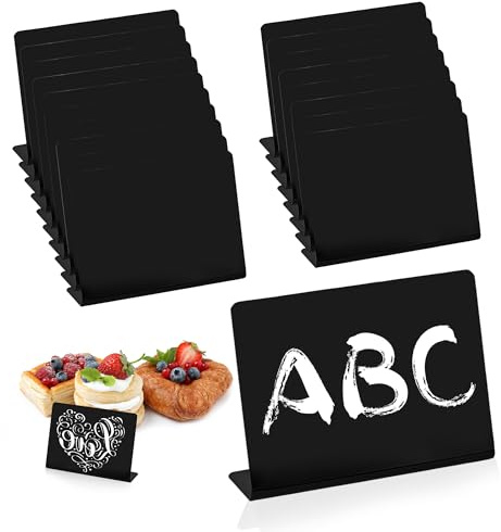 WENLISELL 50 Stück L-förmige Mini-Kreidetafel-Schilder, 10 x 7,5 cm, Mini-Tafel für Lebensmittel, wiederverwendbare Kreidetafelschilder für Kaffee, Buffet, Preisschilder, Markt