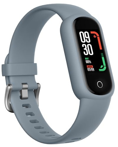 TOOBUR Fitness Tracker Watch with Heart Rate/Sleep Tracker Step Counter Pedometer, Activity Tracker with IP68 Waterproof, Smart Watch for Women Men with 14 Sports Compatible Android iOS, Slate Gray