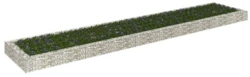 AJJHUUKI Prato & Giardino-Giardinaggio-Vasi & Fioriere-Gabbione-Aiuola Sopraelevata Acciaio Zincato 500x100x20 cm