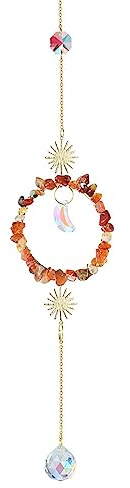 Crystal Wind Chimes Handmade Garden Rainbow Suncatchers Gold Plated Hanging Ornament Outdoor Home Decoration (C, One Size)