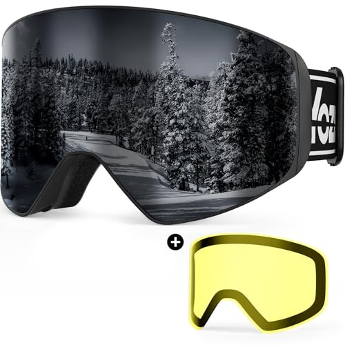 YOZISS OTG Skibrille für Herren Damen Jugendliche,Magnetisches Wechselgläser Snowboardbrille für Brillenträger,UV400 Schneebrille,Anti-Fog & Belüftung