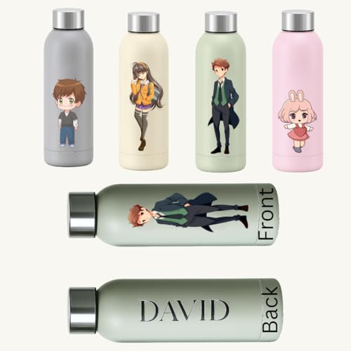 Trendi Personalised Water Bottle – 500ml Stainless Steel Vacuum Flask | BPA Free | Double Walled Hot & Cold Drink Bottle for Gym, Office, Travel – Custom Anime Design with Name Printed Gift
