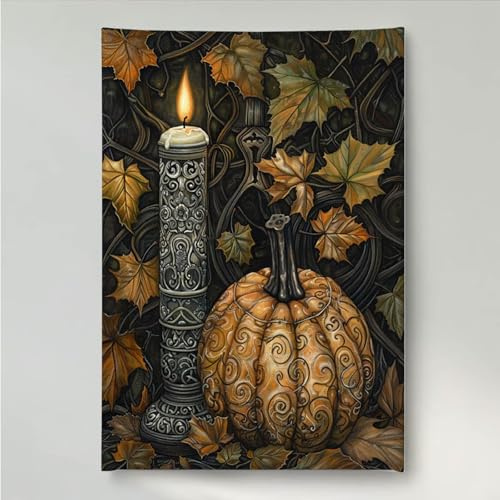 5D Diamond Painting Zucca, Candela Kit Pittura Diamante DIY, Diamond Painting Disegni con Perline da Attaccare, Diamantiny Strass Ricamo a Punto Croce Art, Decorazione per Casa40x50cm PjY3278 0-Q