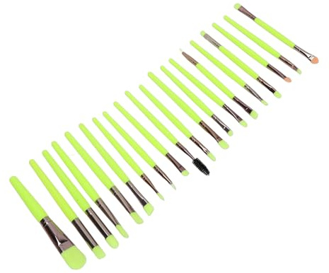 BRRNOO Pespa per Trucco Morbido Fibra Sicuro Fibra Manico in Plastica Polvera Brush Blush Set 20 Pcs per Makeup Artist Fluorescent Green