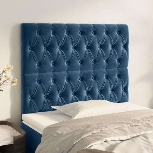 Frdhee Wandkissen Bett Kopfteil für Schlafsaal,Kopfteil Dunkelblau 100 x 7 x 118/128 cm Samt,Wandpolster für Schlafzimmer Gästezimmer