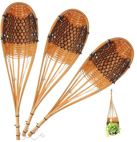 Panier à orchidées, 3 pièces, jardinière d'orchidées suspendue en bambou tissé, support mural pour plantes avec crochet en métal, paniers suspendus de style nid d'oiseau pour plantes 'intérieur, déc