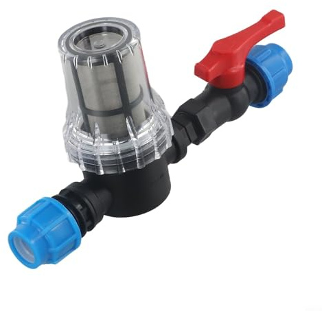 Tidgel Filtre d'irrigation goutte à goutte pour tubes en plastique de 20 mm, 25 mm et 32 mm, filtre à eau en plastique facile à installer pour goutte à goutte de jardin, (20 mm)