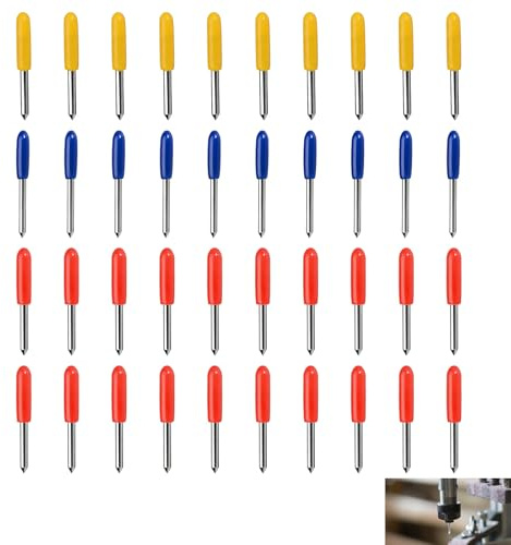 40 Piezas Cuchillas Repuesto Compatible con Cricut Explore Air Air 2 Air 3 Maker Maker 3 Expression, Cuchillas Corte Vinilo, Hojas de Corte 30° 45° 60° Punta Fina para Vinilo Papel Cartulina Plotter