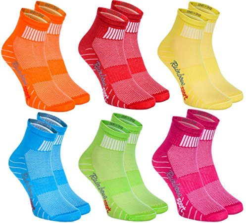 Rainbow Socks - Femme Homme Chaussettes Sport Colorées en Coton - 6, 9, 12 Paire