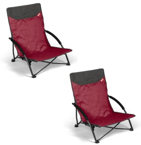 CamperWave Strandstuhl im 2er-Set | bequemer + extra Stabiler Strandstuhl | Extra breite Standfüße auch für weichen Boden geeignet | inkl. Tragetasche | Rot | Blau | Grün | Orange | Grau