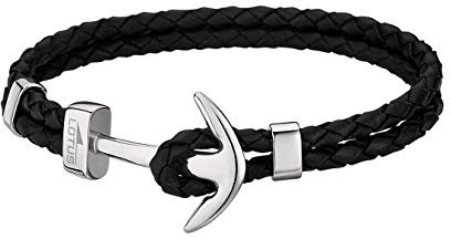 Lotus STYLE Pulsera para hombre con ancla LS1832-2/1, de piel, color negro, D4JLS1832-2-1, 21 centimeters, Cuero