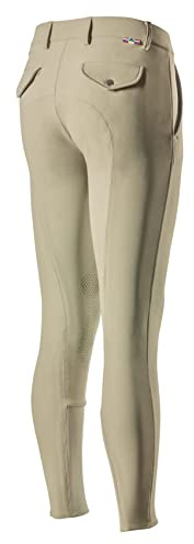 HORZE Mens Grand Prix Silicone Knee Patch Breeches for English Riding - Tan - 30