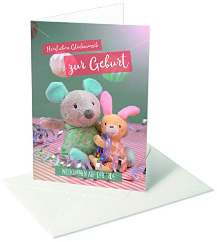 Komma3 wünsch dir was/Geburt/Herzlichen Glückwunsch zur Geburt/Plüsch - willkommen auf der Erde, 01-567, Beige, 12x17,5