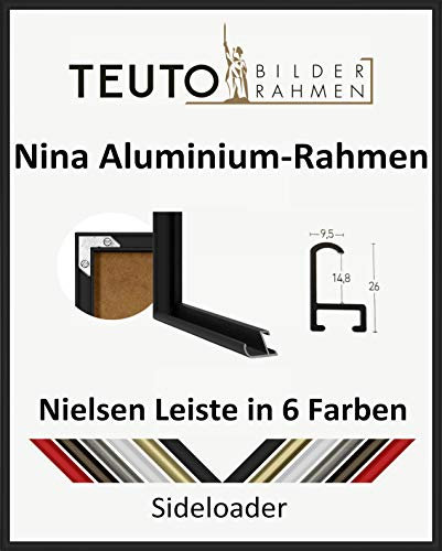 Aluminium Bilderrahmen Kollektion 60 x 90 cm Nielsen Leiste Nina hier Schwarz matt mit Kunststoffglas Antireflex 2 mm