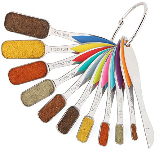 Messlöffel YellRin Edelstahl Messlöffel 11er Set zum Messen von trockenen und flüssigen Zutaten Kochen Backen Esslöffel Teelöffel Metall Messlöffel (Messlöffel)