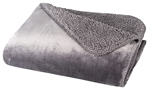 Moon Vivid Flanell Sherpa Wendedecke Kuscheldecke 150x200cm - Silber
