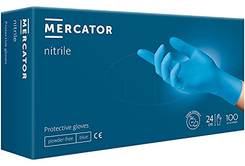 Mercator Nitrilhandschuhe Puderfrei NITRILE,blau, Größe: L - 100 Stück