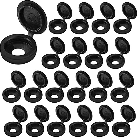 Plastic Screw Caps,200 Pcs Screw Covers Snap Cap Screws Decorative Cover, Washers Cladding Caps for 6~8 Screw for Furniture(Black)