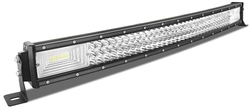AUXTINGS Barra de luz LED curva de 82 cm 32 pulgadas 405W haz Spot inundación lente de 3 filas luces de buceo para Fuera del Camino Vehículo todoterreno 4x4 tracción, conector DT 12V 24V impermeable