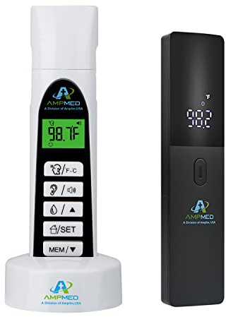 Amplim 2-Pack Hospital & Medical Grade Non Contact Digital Infrared Forehead Thermometer for Babies, Kids, and Adults. FSA HSA Eligible
