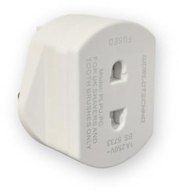 World Techno Toothbrush Adaptor Plug UK - 2 Pin to 3 Pin Electric Converter - 1A Electric Shaver Plug Adaptor (White)