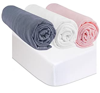 Kit de 3 Draps Housse 40x80 cm Berceau Couffin Nacelle + 2 Protèges Matelas Taille 40x80 cm | 100% Coton | Multicouleur | Ultra Doux, Respirant | Sommeil sain | Certifié Oeko Tex | Fabriqué en Europe