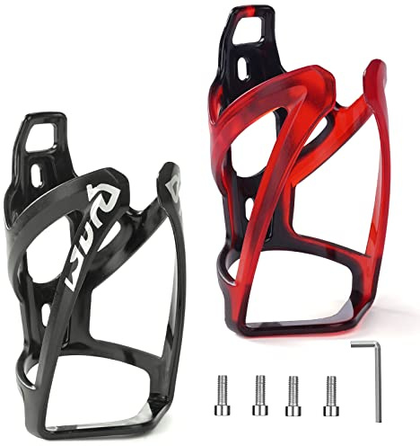 Ainiv Bike Bottle Holder, 2 PCS Plastic PC Bike Water Bottle Holder | Bicycle Cup Holders, Cycling Kettle Holders for Road Bikes and Mountain Bikes, Black + Black Red