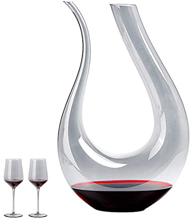 STARRY G Carafe à vin rouge, carafe à décanter pour vin, superbe carafe à décanter en forme de harpe en U, carafe en verre cristal sans plomb de 1,5 l pour les amateurs de vin, gris fumé